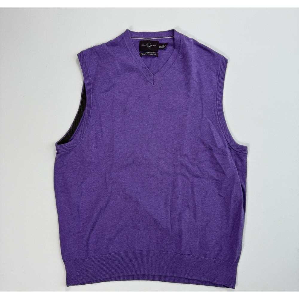 Black Brown 1826 Mens Large Purple Supima Cotton V-Neck Sweater Vest Lightweight